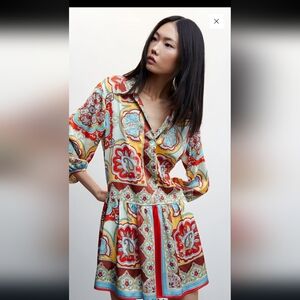 Mango Multicolor Baroque Mini Dress